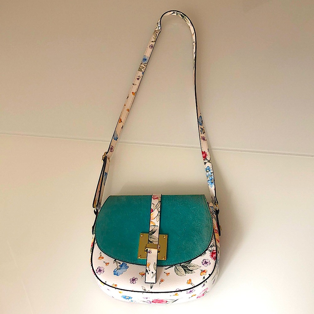 Italian Suede and Leather Floral Bag